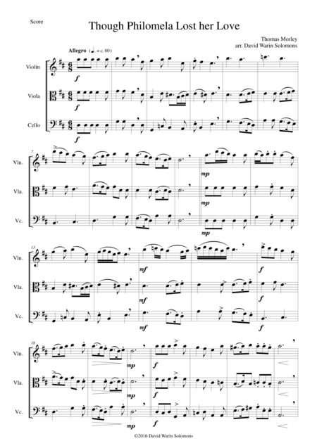 Though Philomela Lost Her Love for string trio (arr. David Warin Solomons)