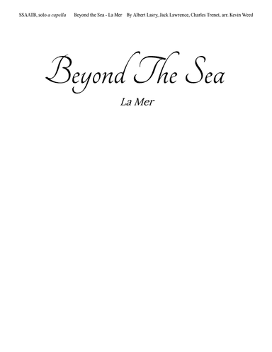 Beyond The Sea (arr. Kevin Bruce Weed)