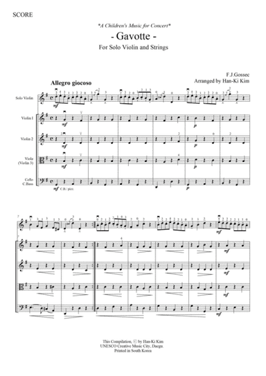 Gossec's Gavotte (For Solo Violin and Strings) (arr. Han-Ki Kim)
