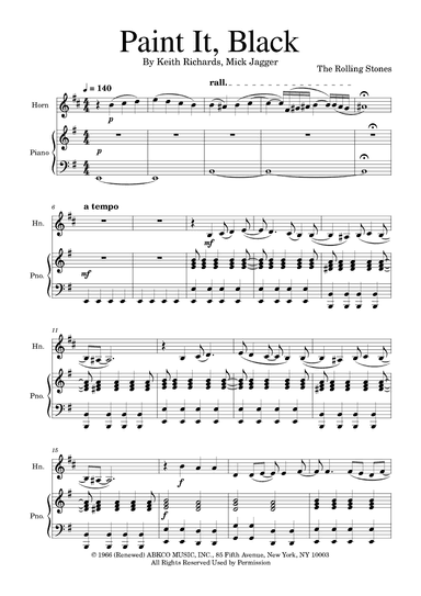 Paint It, Black (arr. Golden Skull Editions)