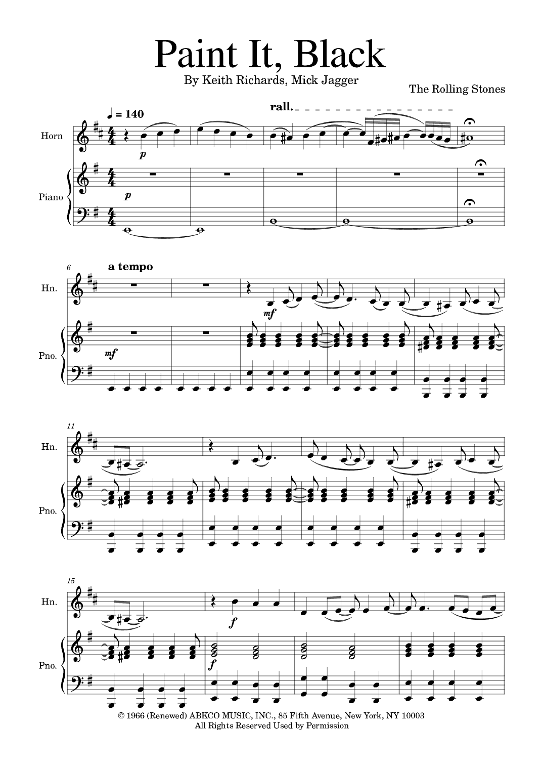 Paint It, Black (arr. Golden Skull Editions)