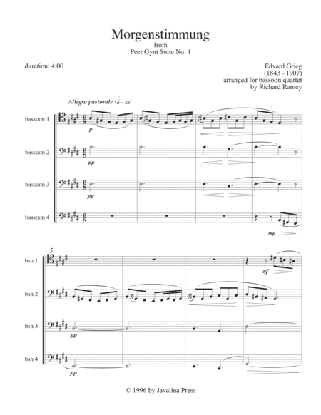 Morgenstimmung (Morning Mood) from Peer Gynt Suite No. 1 (arr. Richard Ramey)