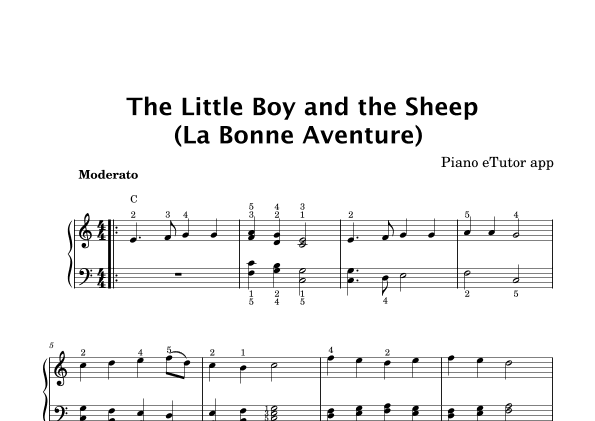 The Little Boy and The Sheep (La Bonne Aventure) (folk song) - piano (arr. Piano eTutor app)