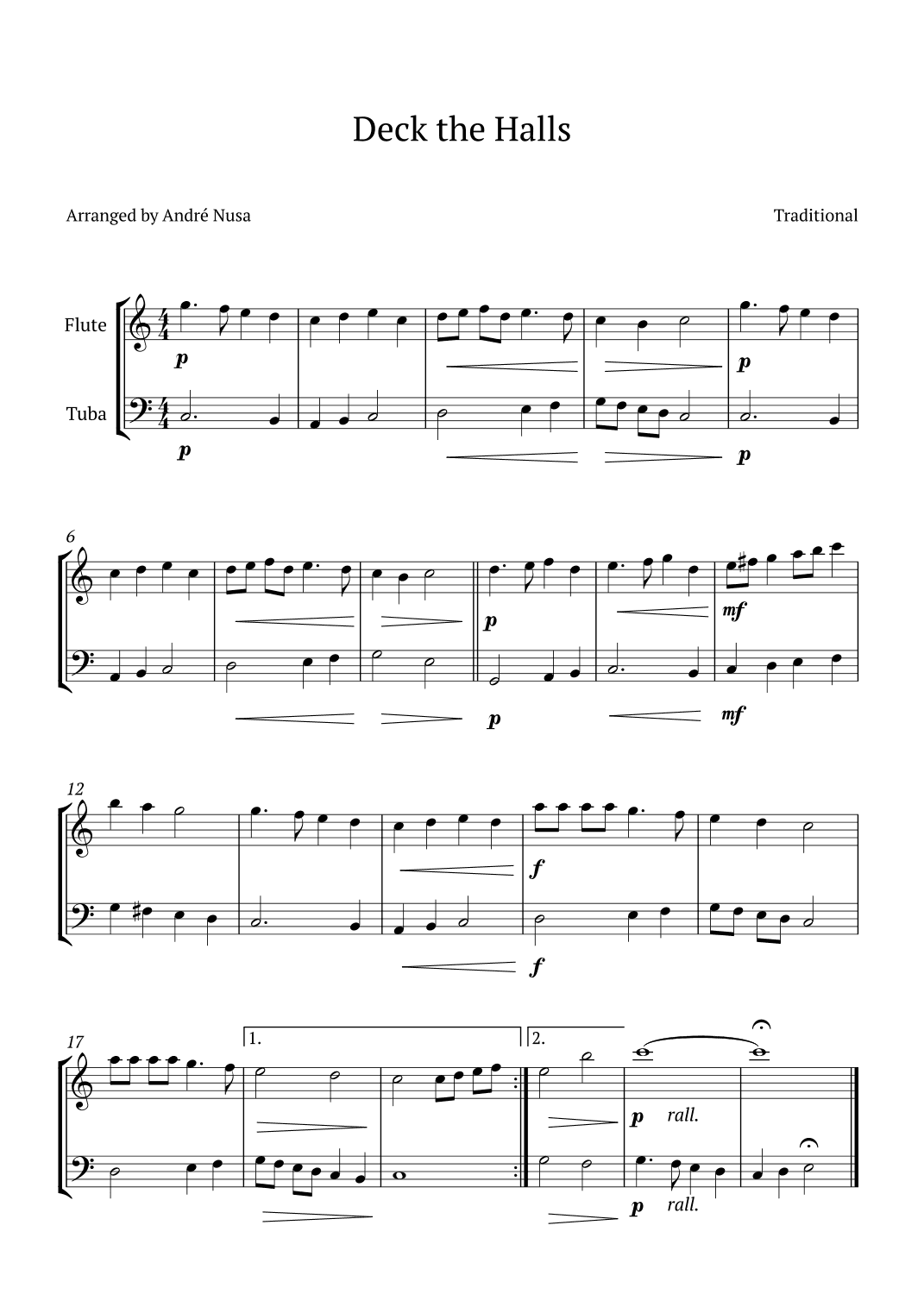 Deck the Halls (arr. André Nusa)