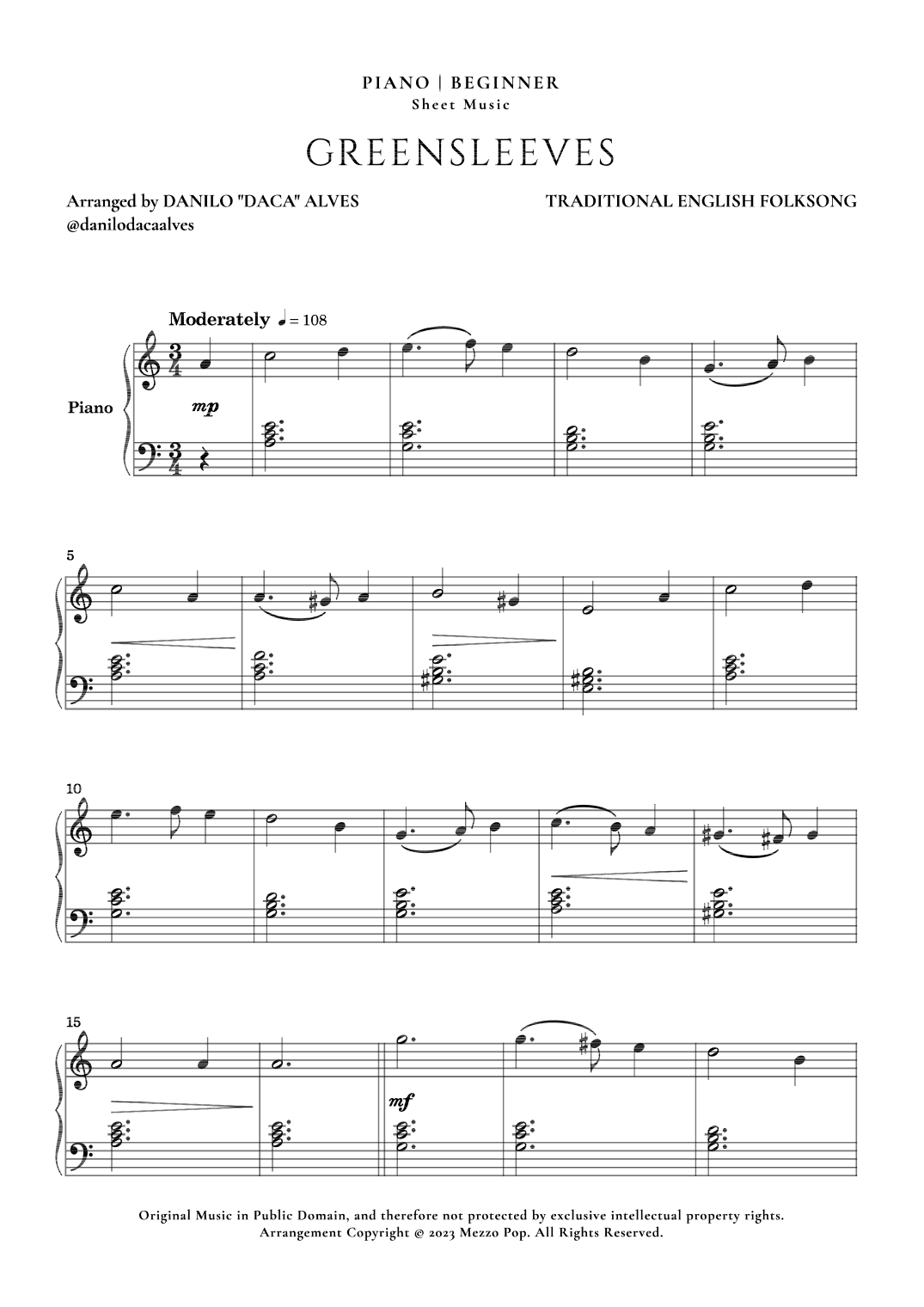 Greensleeves (arr. Danilo "Daca" Alves)