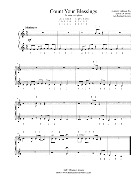 Count Your Blessings - for very easy piano (arr. Samuel Stokes)