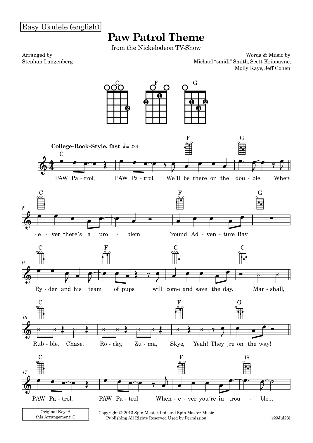 Paw Patrol Theme (arr. Stephan Langenberg)
