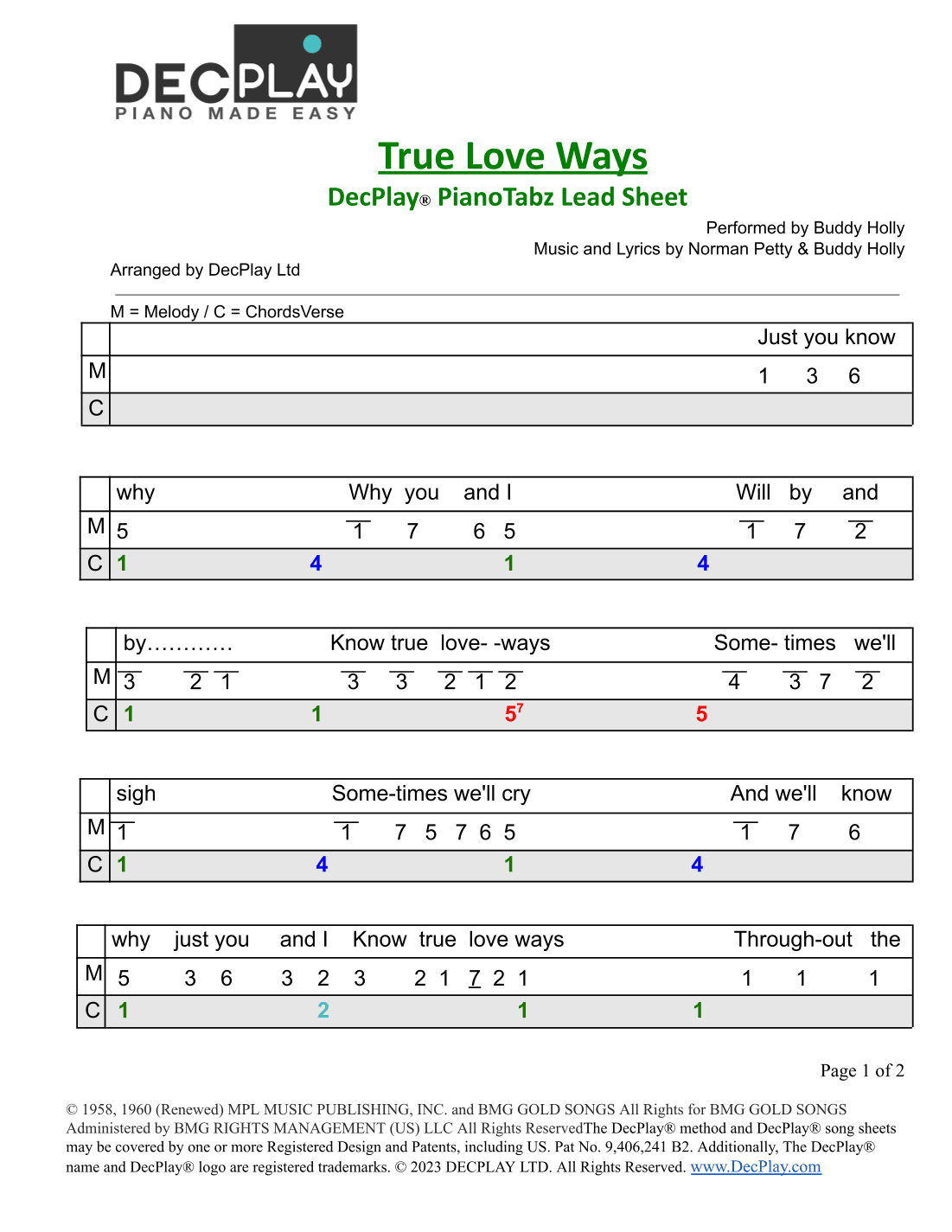 True Love Ways (arr. DecPlay Ltd)