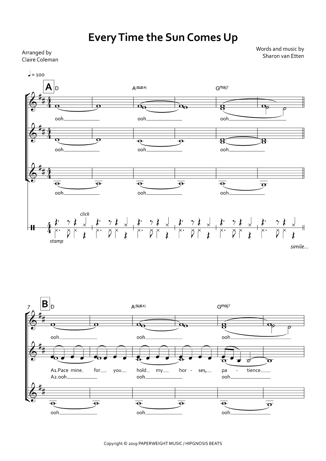 Every Time The Sun Comes Up (arr. Claire Coleman)