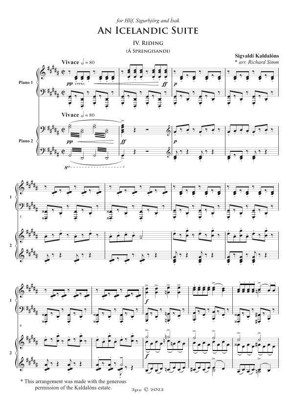 "Riding" from An Icelandic Suite for 2 pianos (arr. Richard Simm)