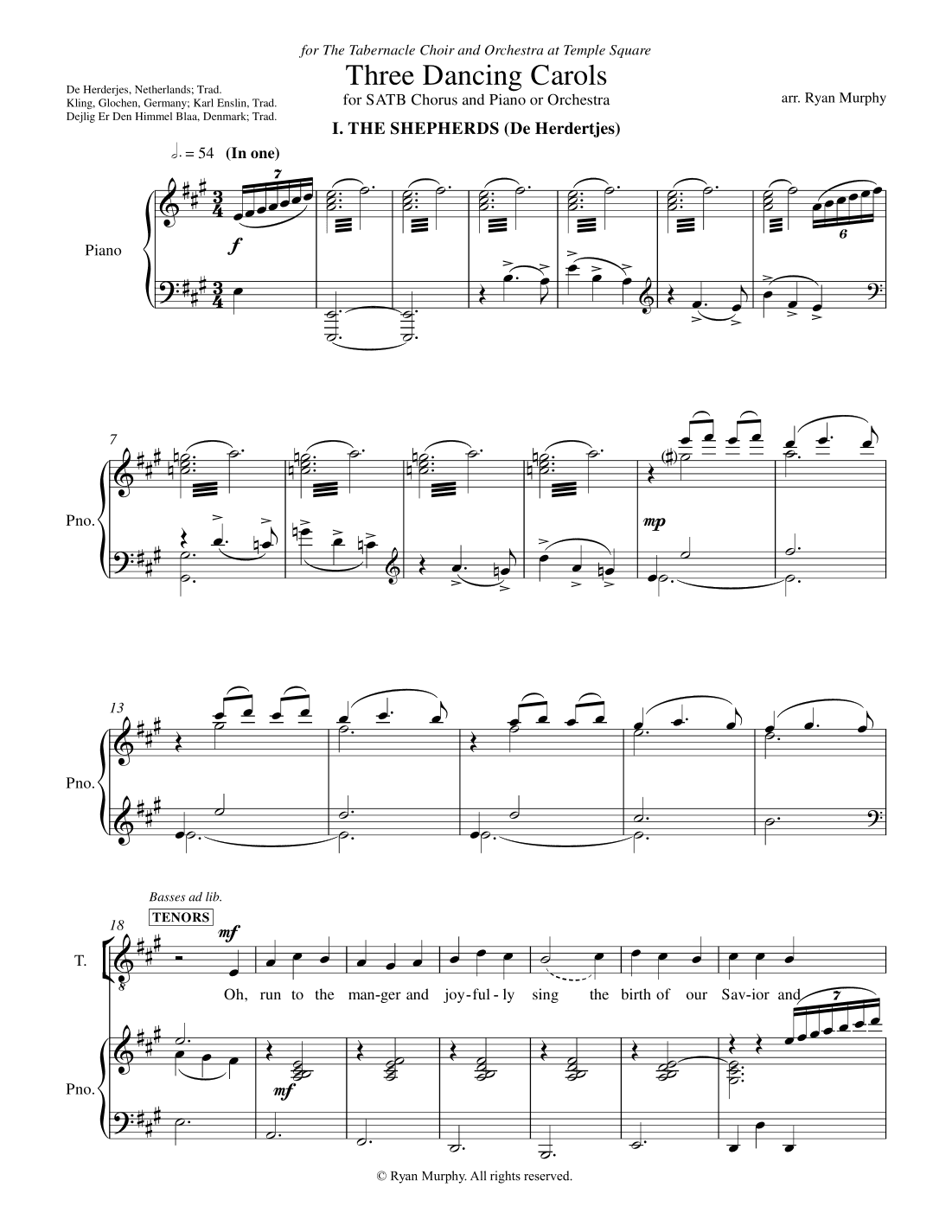 Three Dancing Carols (arr. Ryan Murphy)