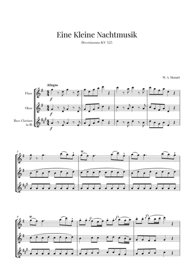 Eine Kleine Nachtmusik for Flute, Oboe and Bass Clarinet (arr. Cadenza Editions)