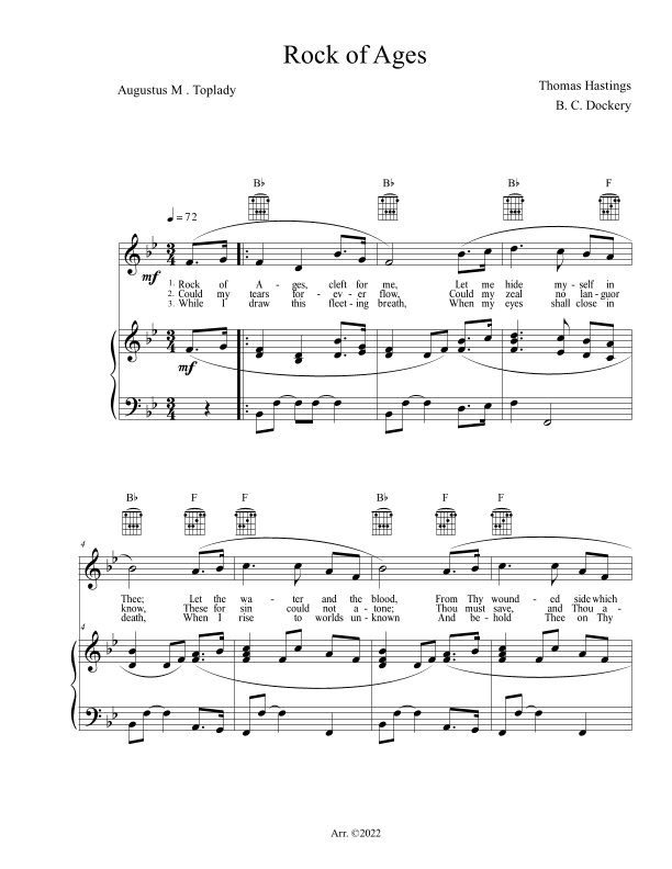 Rock of Ages (Piano/Vocal/Guitar) (arr. B. C. Dockery)