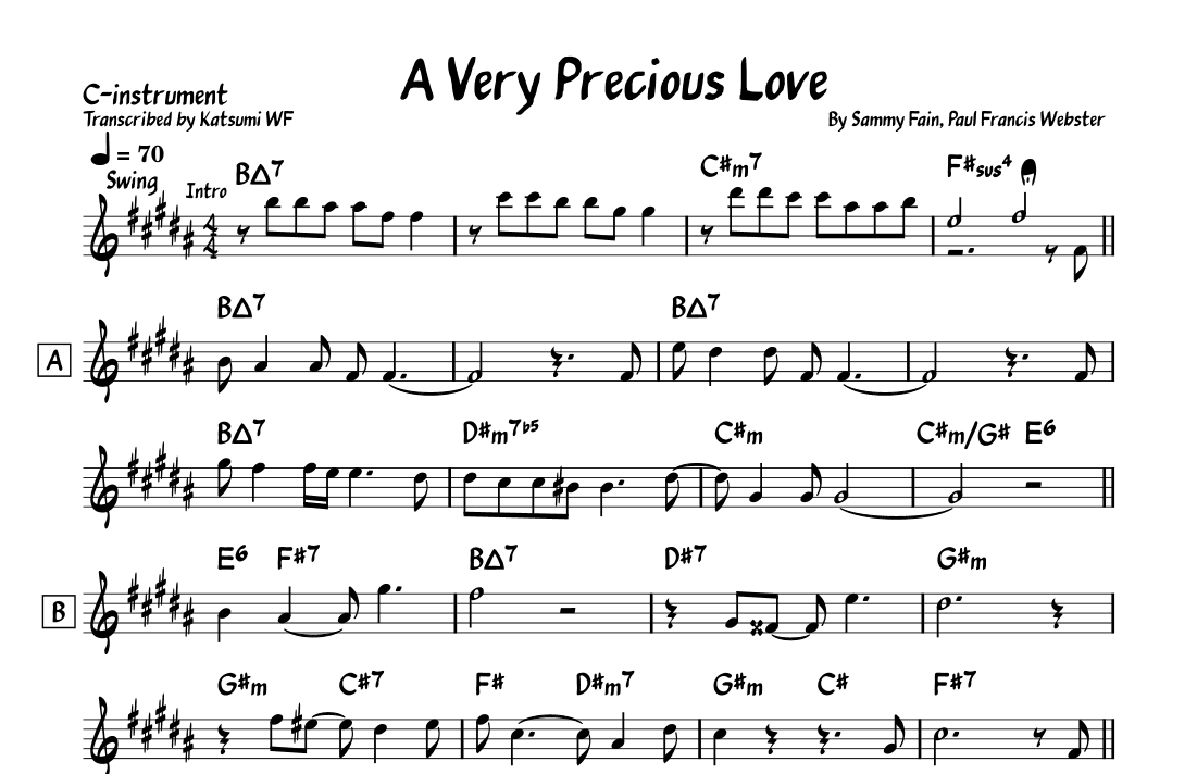 A Very Precious Love (arr. Katsumi WF)