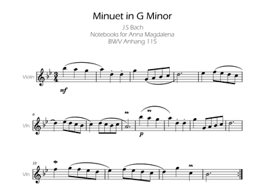 Minuet in G minor BWV Anh. 115 - Bach - Violin (arr. Ygor Nunes)