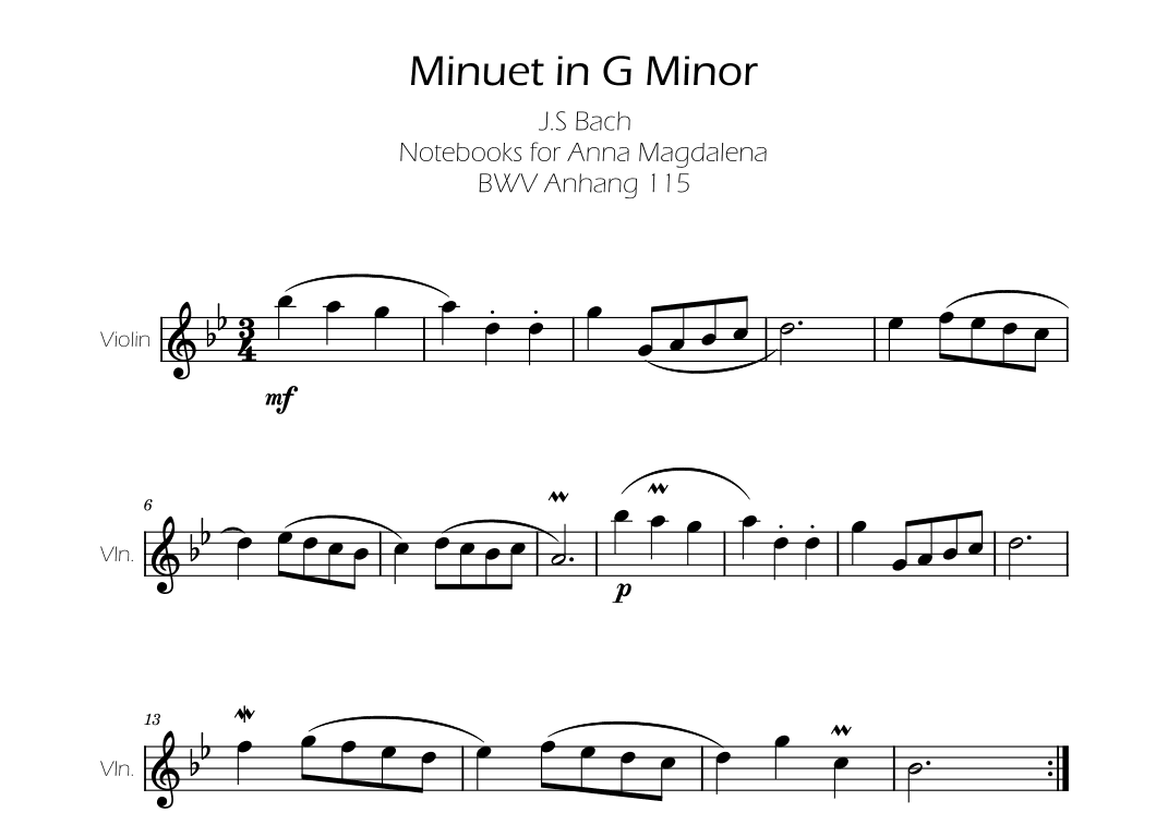 Minuet in G minor BWV Anh. 115 - Bach - Violin (arr. Ygor Nunes)