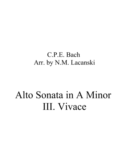 Sonata in A Minor for Alto and String Quartet III. Vivace (arr. Nick Lacanski)