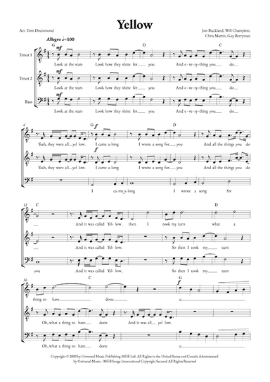Yellow (arr. Tom Drummond)