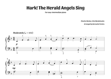 Hark! The Herald Angels Sing (easy-intermediate piano – F major) (arr. Bernardo Pereira)