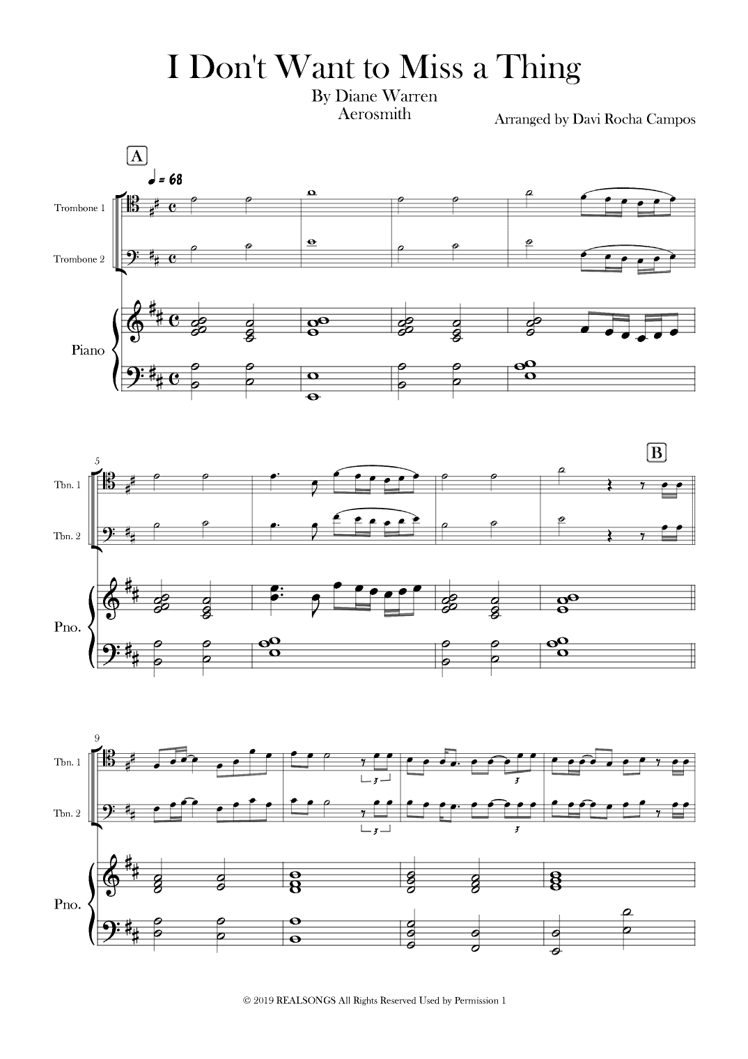 I Don't Want To Miss A Thing (arr. Davi Rocha Campos)