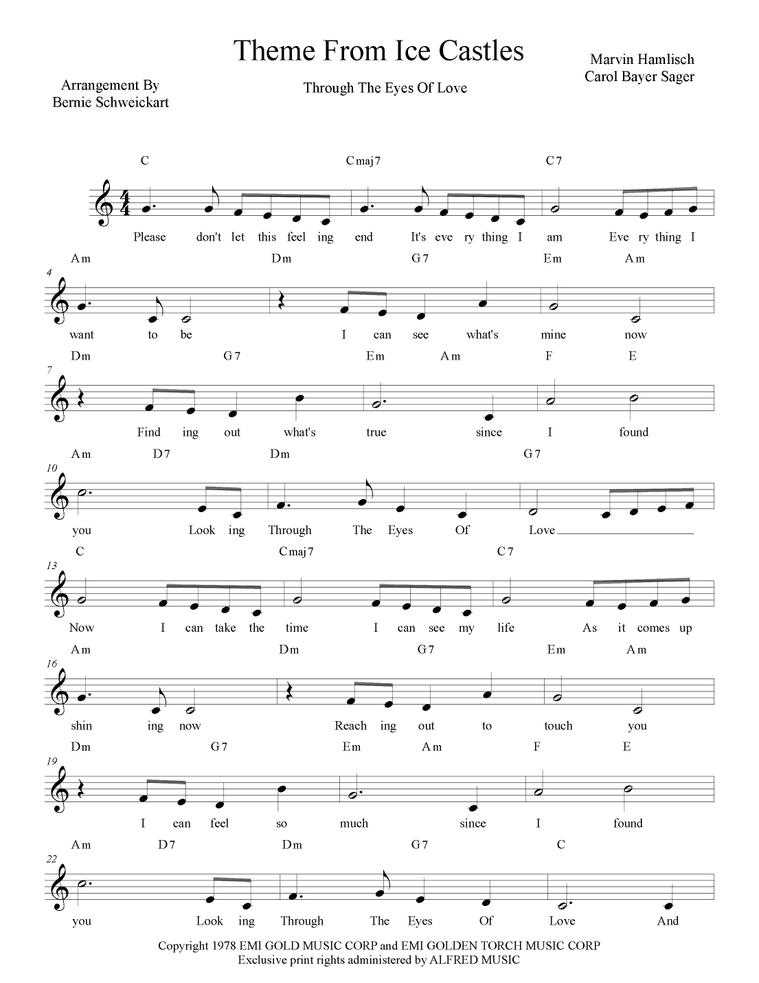 Theme From Ice Castles (through The Eyes Of Love) (arr. Bernie Schweickart)