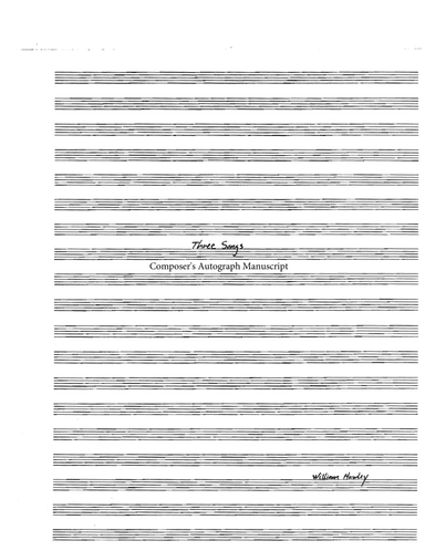 Three Songs (1984) (Composer's Autograph Manuscript)