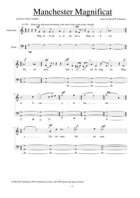 Manchester Magnificat - version for choir, soloists, piano and organ