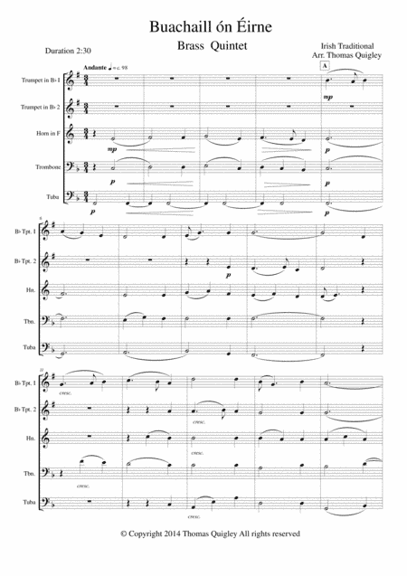 Buachaill ón Éirne (arr. Thomas Quigley)