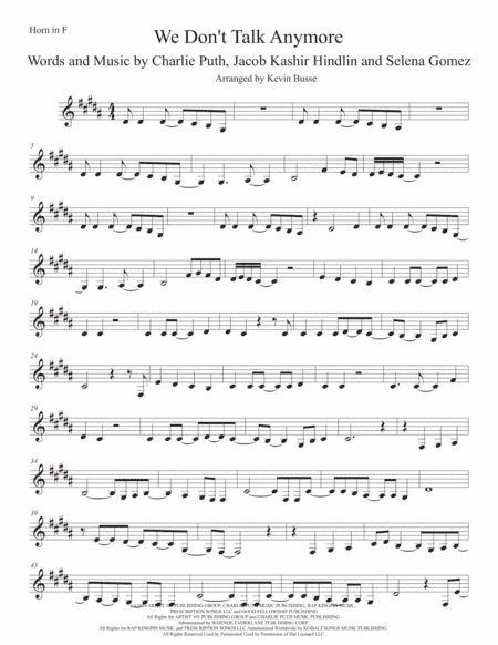 We Don't Talk Anymore (arr. Kevin Busse)