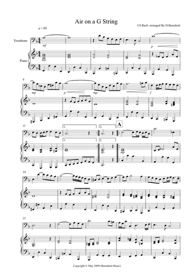 Air on a G String for Trombone and Piano (arr. D.Burndrett)