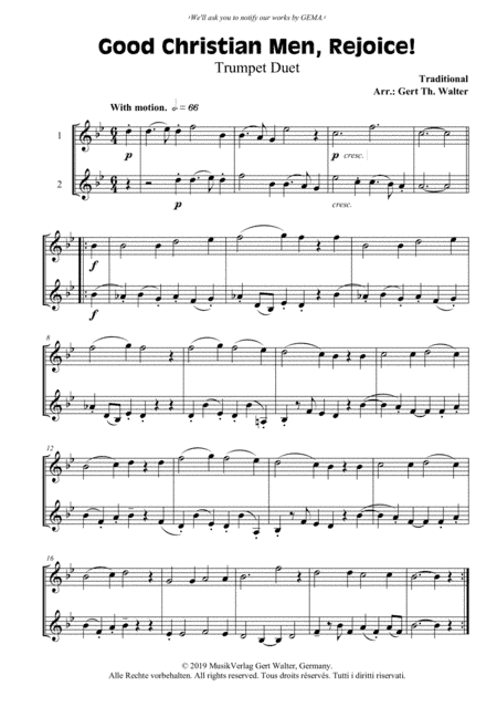 Good Christian Men, Rejoice! (arr. Gert Th. Walter)
