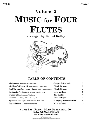 Music for Four Flutes, Volume 2 for Flute Quartet 78002 (arr. Daniel Kelley)