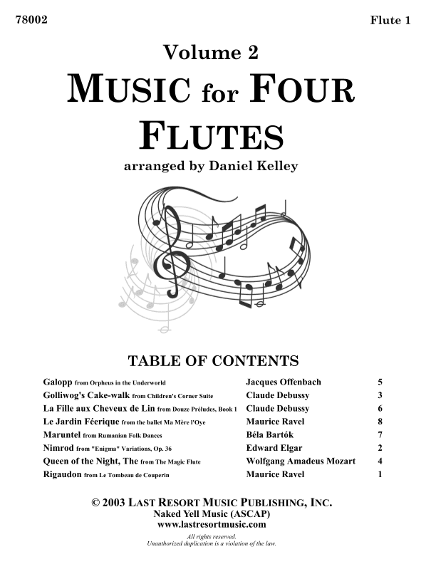 Music for Four Flutes, Volume 2 for Flute Quartet 78002 (arr. Daniel Kelley)
