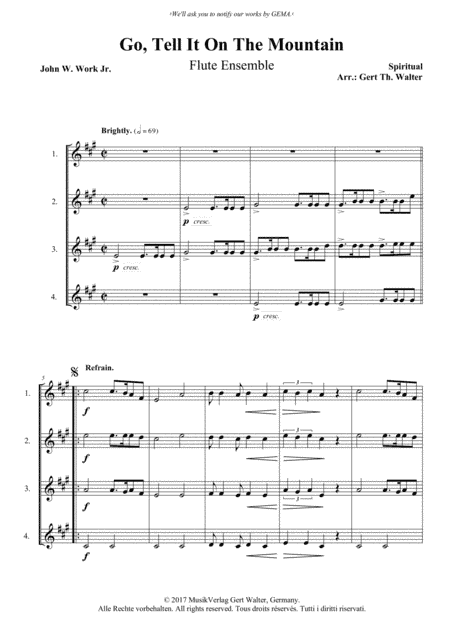 Go, Tell It On The Mountain (arr. Gert Th. Walter)