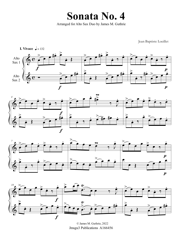 Loeillet: Sonata No. 4 for Alto Sax Duo (arr. James M. Guthrie)