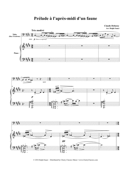 Prelude to an Afternoon of a Faun for Tuba or Bass Trombone and Piano (arr. Sauer, Ralph)