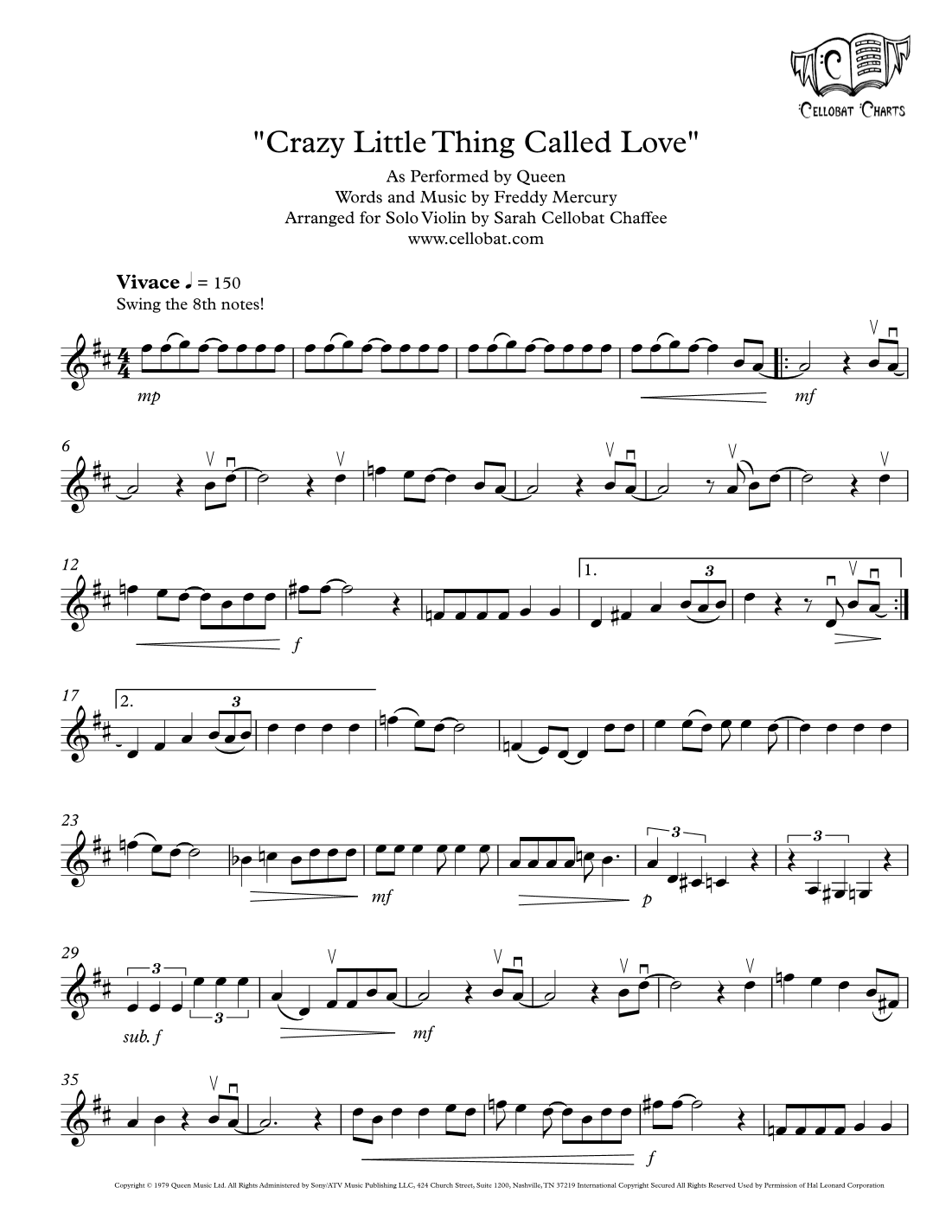 Crazy Little Thing Called Love (arr. Sarah Cellobat Chaffee)