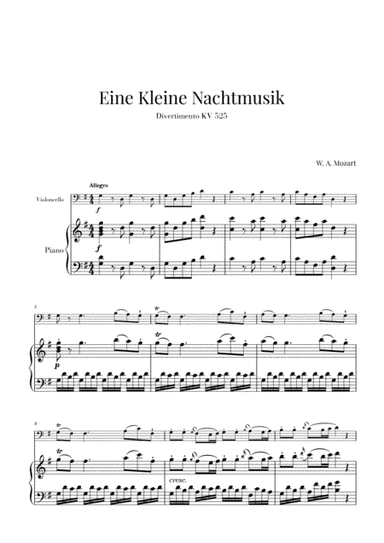 Eine Kleine Nachtmusik for Violoncello and Piano (arr. Cadenza Editions)