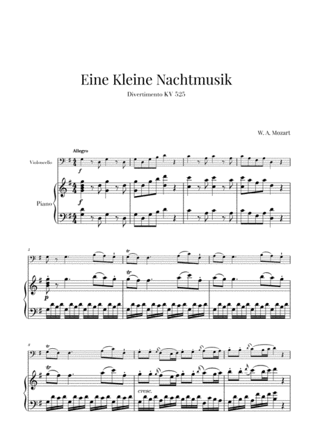 Eine Kleine Nachtmusik for Violoncello and Piano (arr. Cadenza Editions)