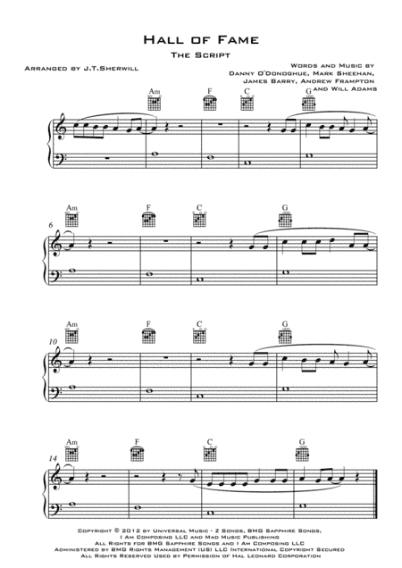 Hall Of Fame (arr. Jem Sherwill)