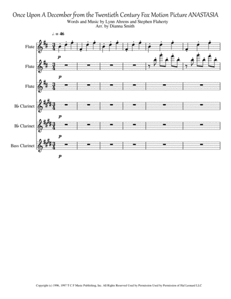 Once Upon A December from the Twentieth Century Fox Motion Picture ANASTASIA (arr. Dianna Smith)