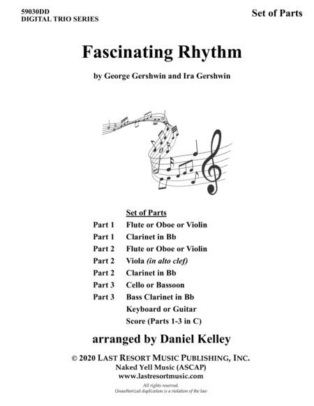 Fascinating Rhythm for String Trio (or Wind Trio or Mixed Trio) Music for Three (arr. Daniel Kelley)