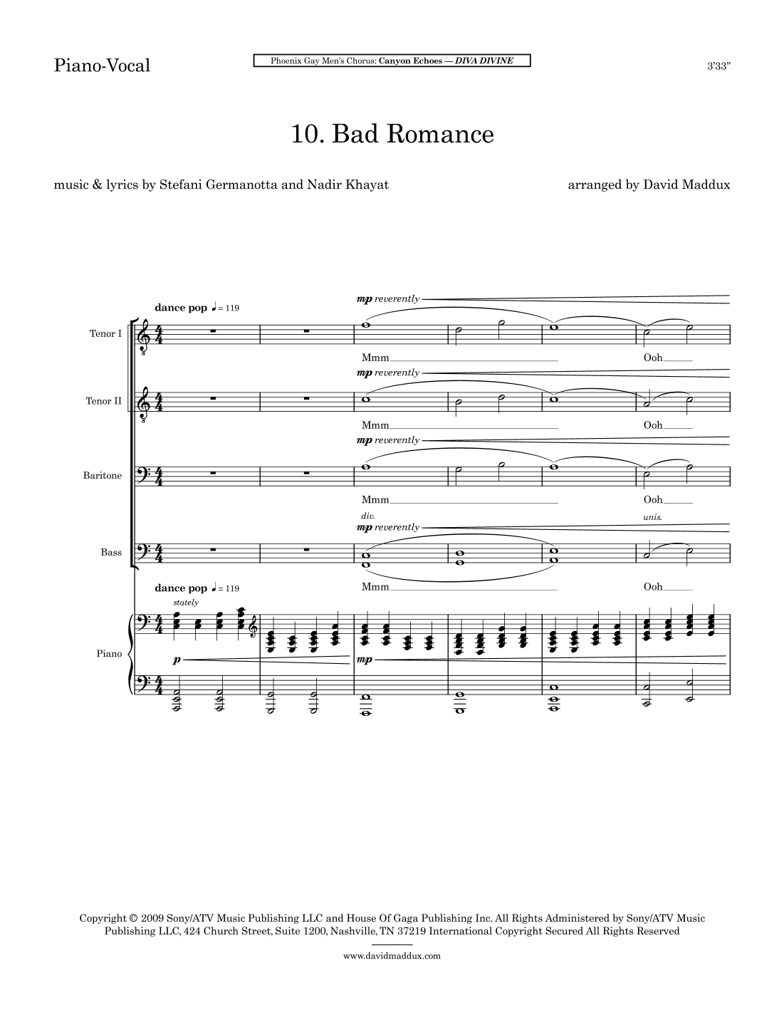 Bad Romance (arr. David Maddux)