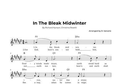 In The Bleak Midwinter (Key of F-Sharp Major) (arr. R. Salvario)