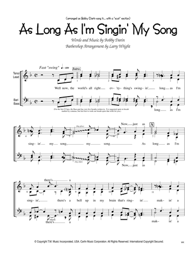 As Long As I'm Singing (arr. Larry Wright)