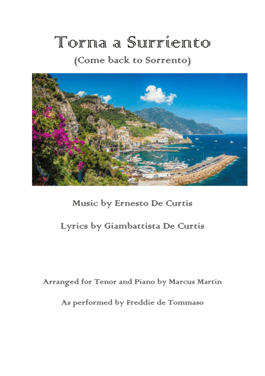 Torna a Surriento (Come back to Sorrento) for Tenor and Piano (arr. Marcus Martin)