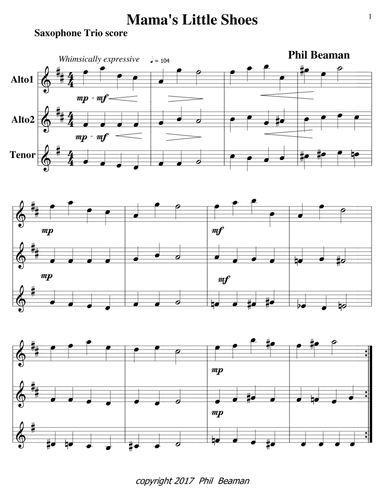 Mama's Little Shoes-saxophone trio 1
