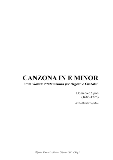 CANZONA IN E MINOR - D.Zipoli - From Sonate d’Intavolatura per Organo e Cimbalo (arr. Renato Tagliabue)