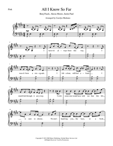 All I Know So Far (arr. Carolyn Medrano)