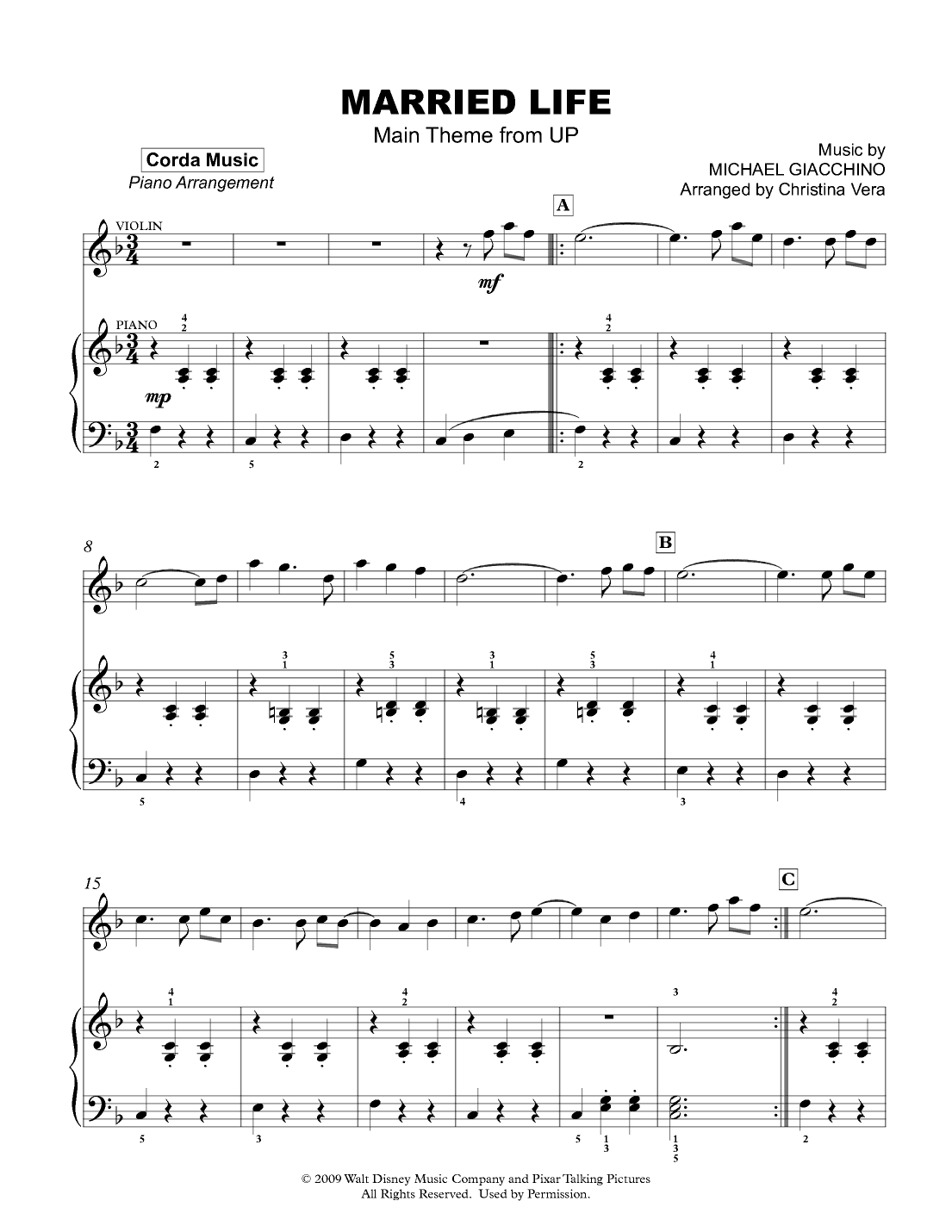 Married Life (arr. Christina Vera [Corda Music])